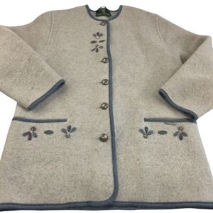 Giesswein Wool Jacket Embroidered W/Stone Accents Size 8 Lovely Austrian *CO
